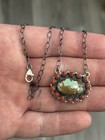 Sterling Silver Turquoise   Coral Reversible 2 Sided Cluster Bar Necklace  925