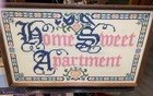 Vintage Cross Stitch Retro    home Sweet Apartment    1970s 24   x14    Framed