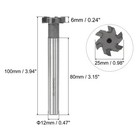 6mm Depth 25mm Cutting Dia 12mm Shank T Slot Milling Cutter Carbide Tip 6 Flutes