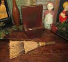 Primitive Vtg Style Rustic Burgundy Whisk Hand Wisk Broom Holder Americana Tool