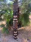 5 Foot Set Of Hand Carved Wooden Tiki Totem Masks Tropical Bar Patio Decor 60 x