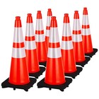 Safety Cones 8 Pcs 28   Collapsible Traffic Cones W Reflective Collars