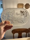 Vintage Steinlin Heavy Glass Butter Cheese Plate Cow Flower Motif Austria
