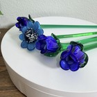 Vtg Hand Blown Art Glass Flowers 11    Long Stem Flowers Murano Style Set Of 4