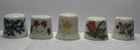 Vintage Lot Of 5 Ceramic Floral   1 Bird Design Thimbles