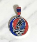 David R Freeland Inlaid Gemstone Grateful Dead Stealie Skull Pendant Silver 