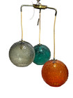 Vintage 3 Light Pendant Chandelier Lamp Mcm 1950s Retro Lamp Orange Teal Smoke