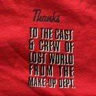 Vtg Tag Jurassic Park The Lost World Red L T-shirt Make Up Dept Cast   Crew Rare