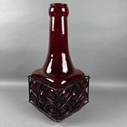 Vintage Large Ruby Red Hand Blown Glass Vase Bottle In Iron Frame Mcm 16 h