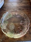 Vintage Mikasa Platter Floral Design Pink Green Etched Glass 14   