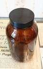 Vintage Amber Glass Brown Jar Apothecary Pharmacy Bottle W  Bakelite Lid - 6 5 