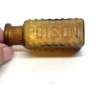 Antique Amber Small Glass Poison Bottle 2 75 