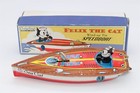 Vintage Felix The Cat Wind-up Tin Toy Speedboat Schylling 1996 W  Box - 