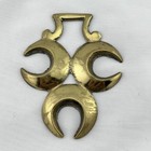 Brass Horse Medallion Vintage English Trio 3 Crescent Moon Raised Parade Harness
