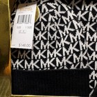 New Nib Michael Kors Hat Scarf And Gloves Set Black White Mk Logo Acrylic Gift