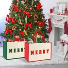 15 5  Canvas Large Christmas Gift Bags With Handles  Reusable Chenille Merry    