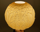 Large 10  Antique Vtg Glass Ball Oil Lamp Shade Globe Gwtw Gold Amber Floral 4 