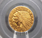 1910  5 Gold Indian Head Half Eagle Pcgs Ms62  032 Uncirculated Ogh Green Ecc c