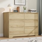 Wooden Dresser With 6 Drawers Modern Large Chest With Deep Storage For Bedroom