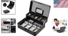 Versatile Black Cash Box With Spring Clips   Durable Steel Design - 11 81 x9 45 