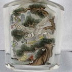 Vintage Atq Chinese Reverse Painted Crystal Glass Snuff Bottles Jade Like Top