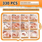 330pcs Copper Crush Washer Assortment Kit M5-m20 Metric Copper Sealing Washers F