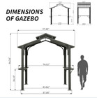 Domi Hardtop Double Roof Grill Gazebo 8x5ft W galvanized Steel side Shelves grey