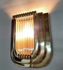 Set Of 5 Vintage Art Deco Brass   Glass Rod Wall Sconce Ceiling Fixture Lamp