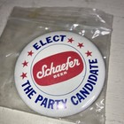 Elect Schaefer Beer The Party Candidate  Vintage Pinback Button Up2