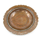 Vintage Antique Middle Eastern Round Copper Tinned Hand Hammered Tray 8 25 