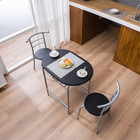 Black Dinning Table Set Of 3 Pvc Breakfast Table With Metal Frame 2 Chairs