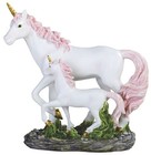6  H Pink Hair Unicorn With Cub Statue Fantasy Decoration Figurine