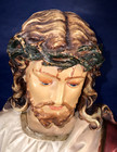 Vintage Chalkware Plaster Bust Jesus Crown Of Thorns Statue 15  Ecce Homo Stunng
