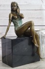 Handmade Signed Bronze Sculpture Cubism Nude Abstract Modern Statue Figure Decor