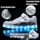Kids Led Light-up Sneakers Usb Rechargeable Hook   Loop Silver Big Kid Size 1