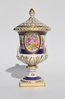 Beautiful Antique Carl Thieme Potschappel Lidded Urn Vase   Cover - Floral