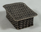 Vtg 925 Sterling Sterling Mexico Basket Weave Hinged Pill ring snuff Box  Te-26