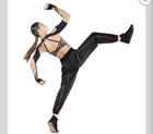 Revolution Dancewear Women   s Black Sequin Leotard Set W  Arm Sleeves   Pants