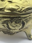 Art Nouveau Footed Jewelry Trinket Box Casket Flower Design Gold Tone Gorgeous 
