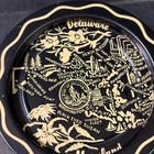 Vintage Maryland Delaware Washington Dc Map Metal Coaster Set 6 Piece Black Gold