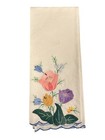 Set Of 12 Vintage Linen Floral Embroidered Hand Towels   Table Linens With Scall