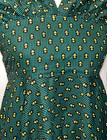 Vtg 40s Deeds Junior Sleeveless Halter Dress Cotton Green Fleur De Lis Print S