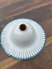 Vintage White Milk Glass Light Shade With Blue Ruffled Edge 1900   s