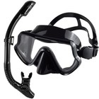 Scuba Diving Snorkel Set Adult Tempered Glass Anti-fog Mask   Breathing Tube Bla