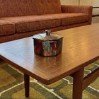 Large Vintage Mid-century Modern Enamel On Copper Hexagonal Lidded Box