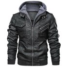 Men s Imitation Faux Leather Jacket Motorcycle Bomber Winter Hooded Jacket Coat