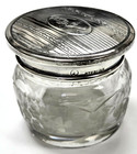 Antique Sterling Silver Crystal Etched Jar Mini Powder Pot
