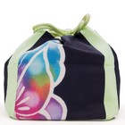Vtg Japanese Kinchaku Draw-string Bag Wax-resist Dyed Butterfly Design