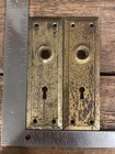 Pair Antique vintage Brass Door Plates  Backplates  Escutcheon  Knob  Back Plate