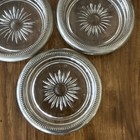 Vintage Leonard Glass Starburst Silverplated Set Of 5 Coasters ashtrays - Italy